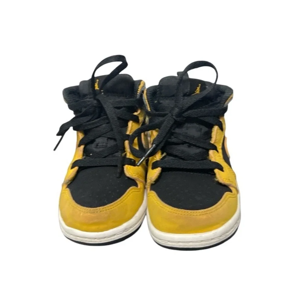 Jordan Air Jordan 1 Mid Kids 8C Yellow Black Pollen Retro Sneakers 640735-071